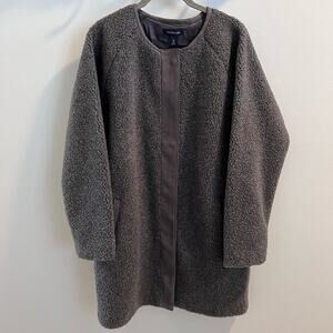 Lands End Gray Fleece Sherpa Jacket Size S 6-8